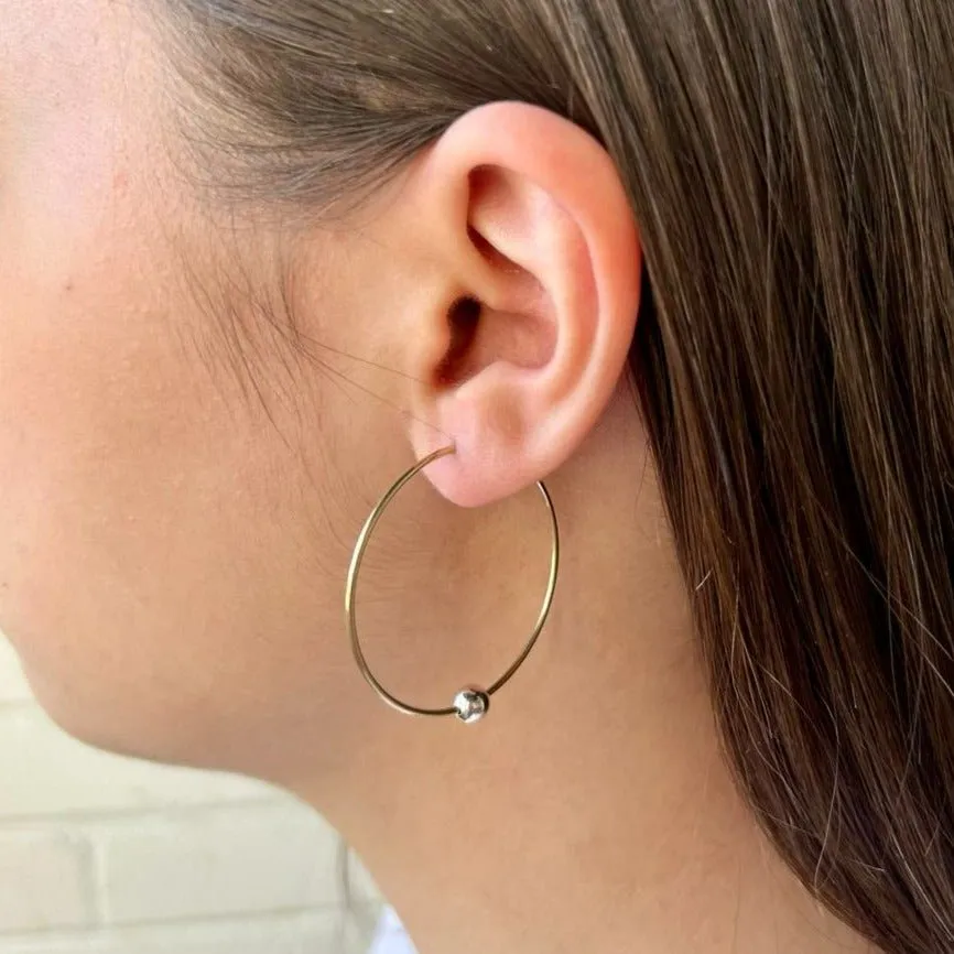 10k Yellow Gold Hoop Earrings - 35mm