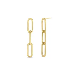 14k Gold Large Paperclip Chain Drop Earrings