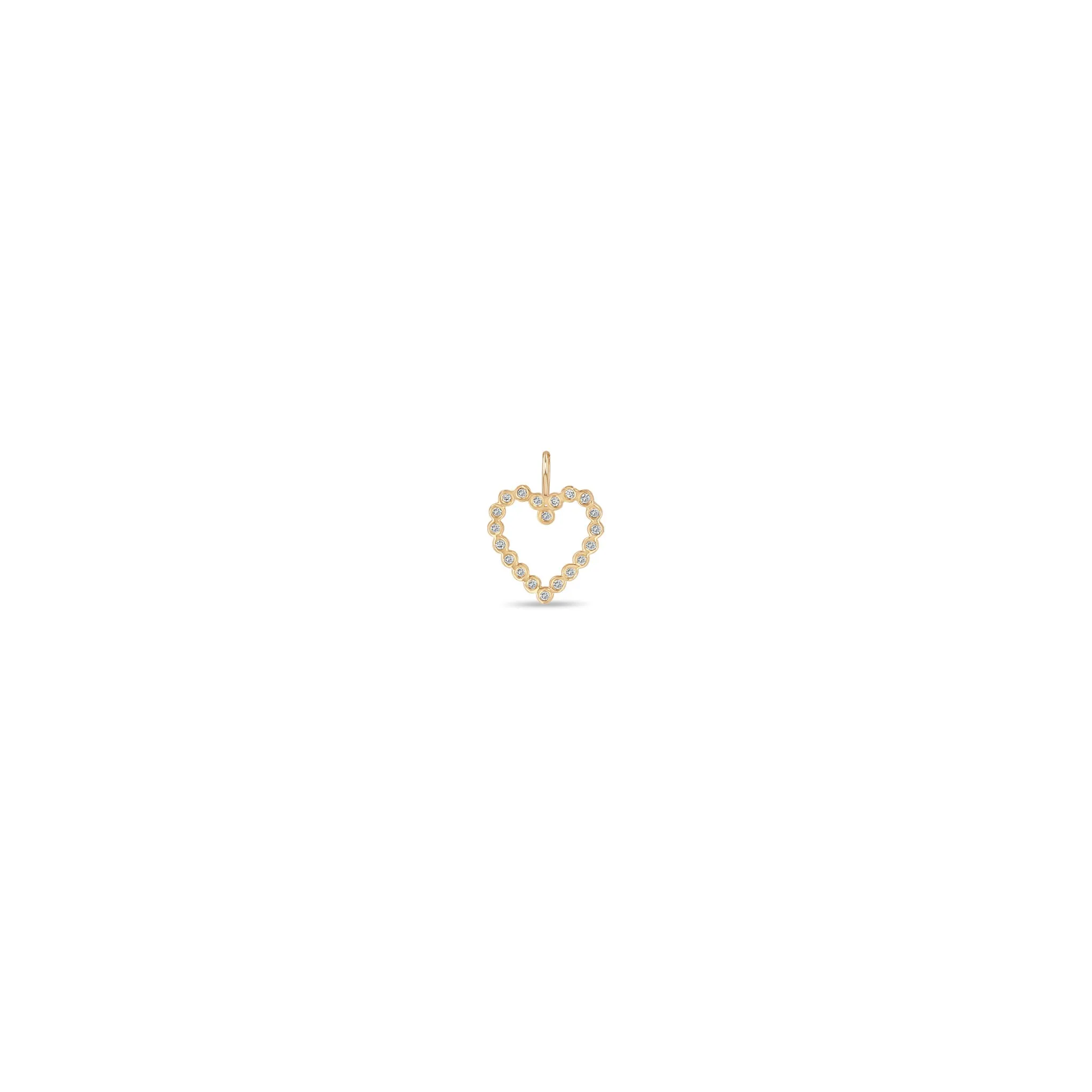 14k Single Small Diamond Bezel Heart Charm Pendant