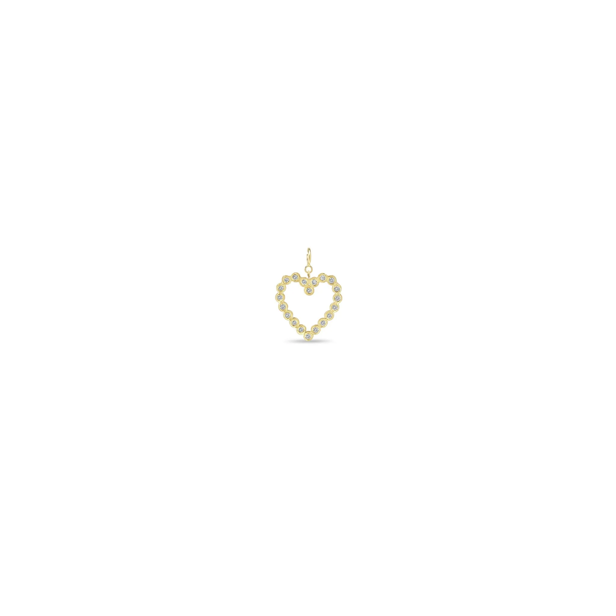 14k Single Small Diamond Bezel Heart Charm Pendant