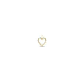 14k Single Small Diamond Bezel Heart Charm Pendant