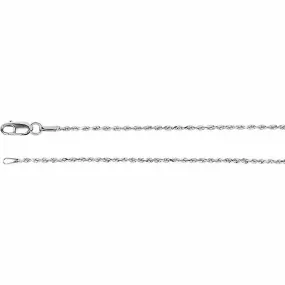 14K White Gold Diamond Cut Rope Chain, 24 Inches Long 1.3 mm  - CH947