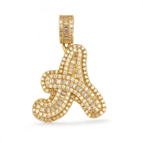 14K Yellow gold letter baguette pendant-320488