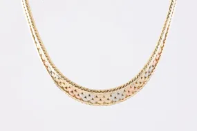 16" 14k Tri-Tone Gold Herringbone Necklace (34.49g.)