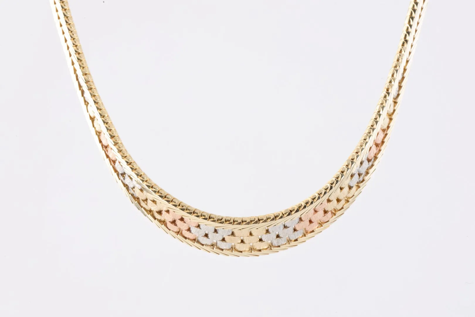 16" 14k Tri-Tone Gold Herringbone Necklace (34.49g.)