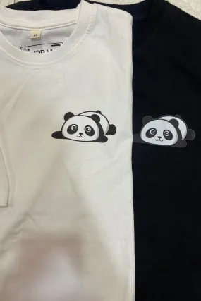 2 Pack : Cute Panda Black & White Unisex Couple Oversized T-shirts