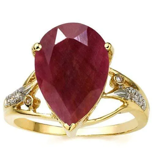 6.0 CT RUBY & DIAMOND 10KT SOLID GOLD RING