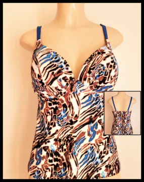 A, B, C, D, DD, DDD, E, EE, F Cup Size Tankini Tops and Swimwear