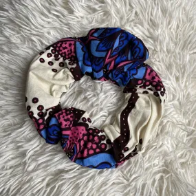 African print Scrunchie - XL Hair Accessories - Blue / cream / pink