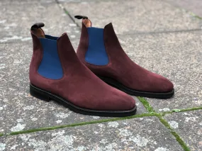 Alki - MTO - Burgundy Suede / Blue Gore - LPB Last - Double City Rubber Sole