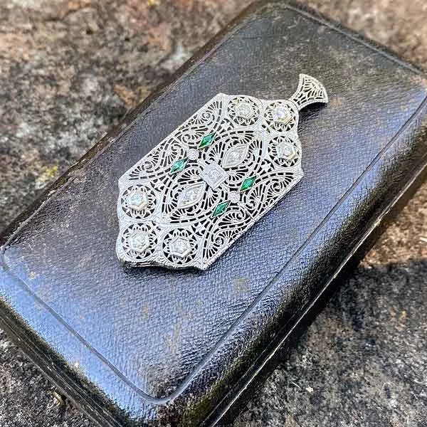 Art Deco Diamond Filigree Pendant