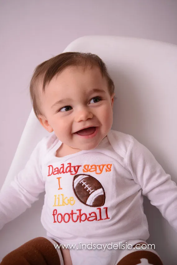 Baby Football Outfit for Boys Sizes 3 Months to XLT – Bodysuit or T-Shirt with Football Legwarmers