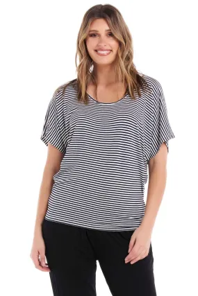 Betty Basics Maui Tee in Navy White Stripe