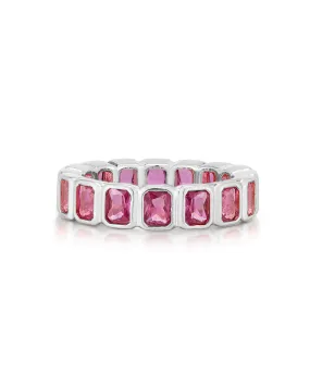 Bezel Emerald Ballier Ring- Pink- Silver