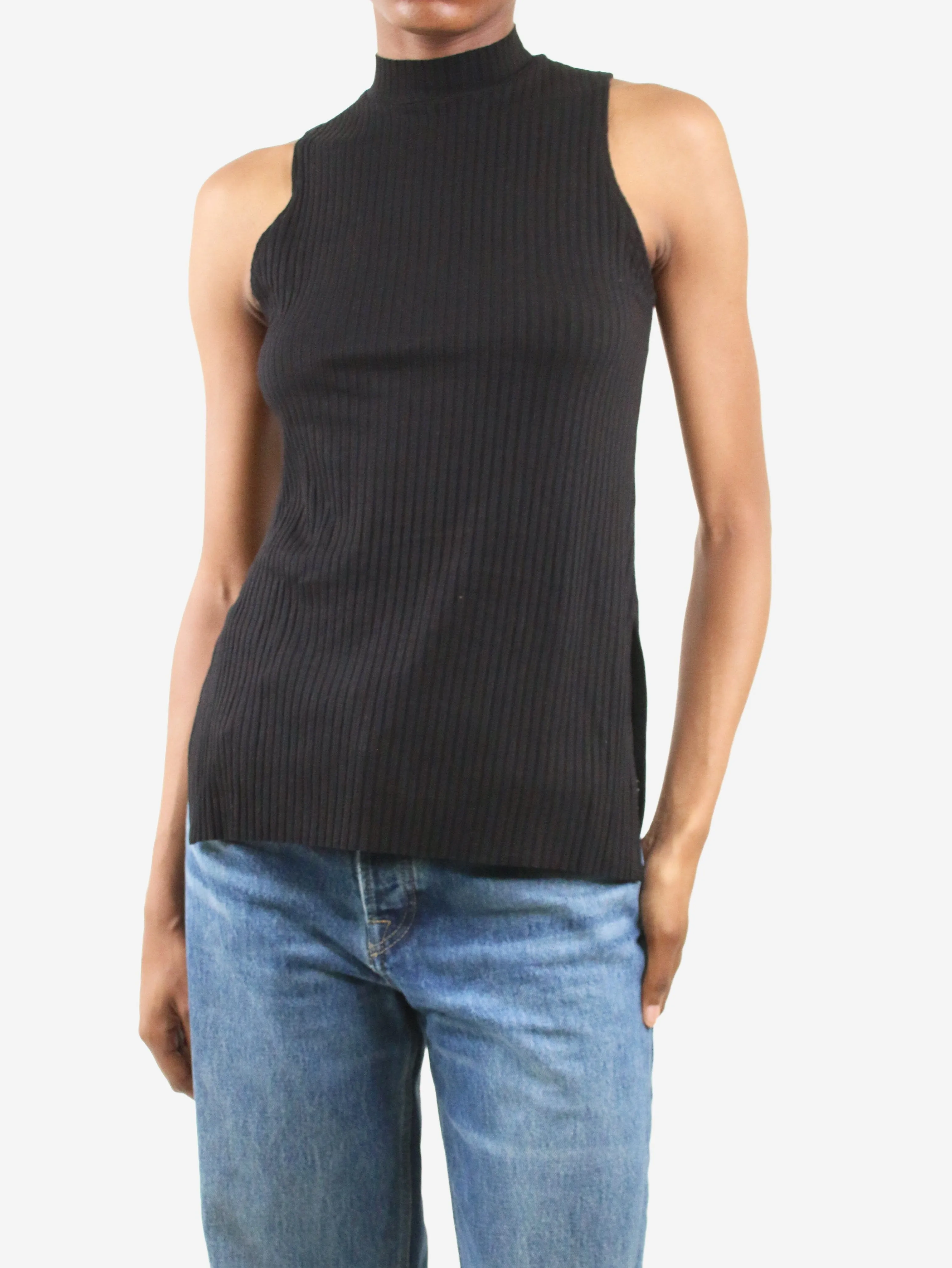 Black sleeveless ribbed top - size XS