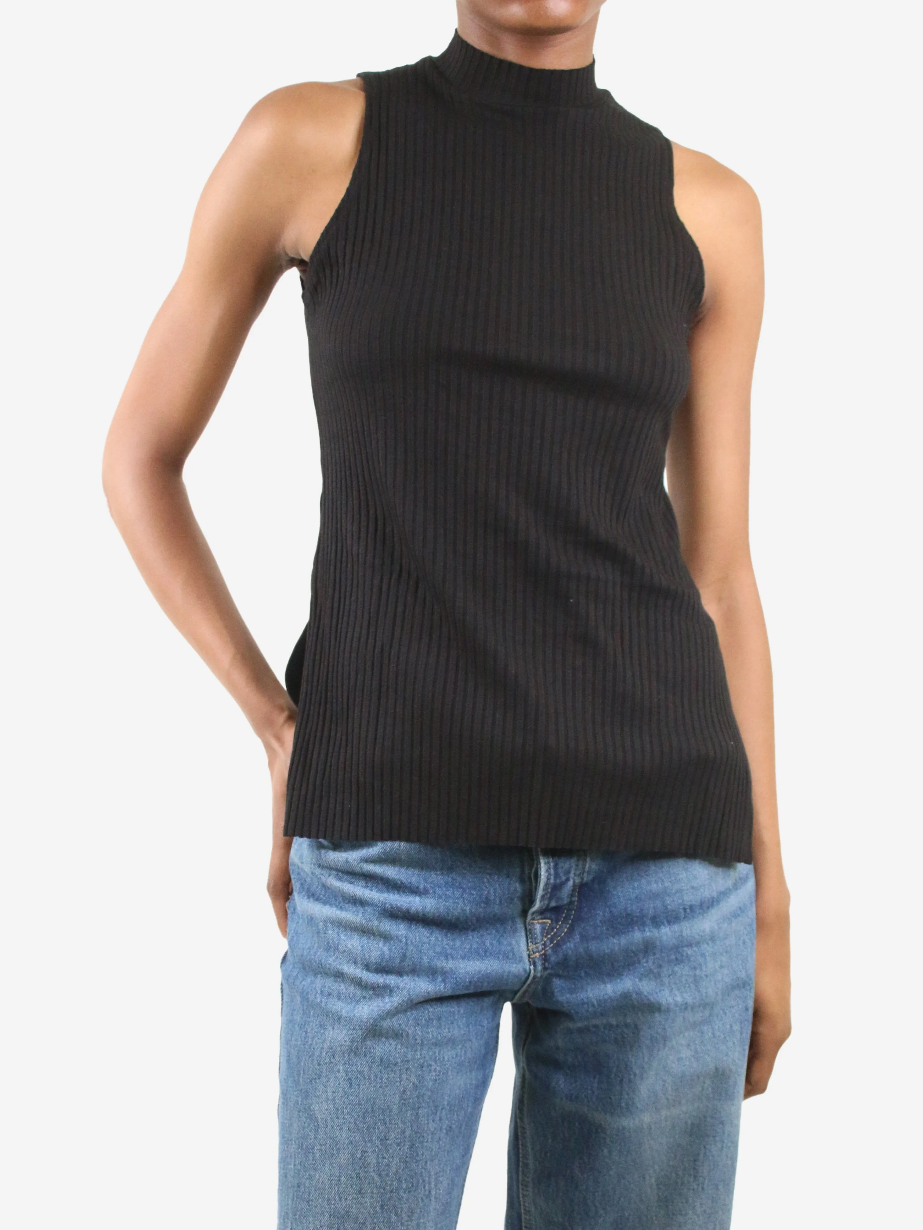 Black sleeveless ribbed top - size XS