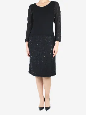 Black sparkly sequin embellished dress - size FR 38