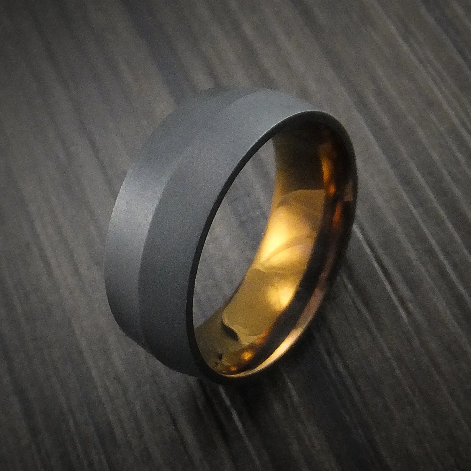 Black Titanium Peaked Men's Ring with Bronze Anodized Center Custom Made Band