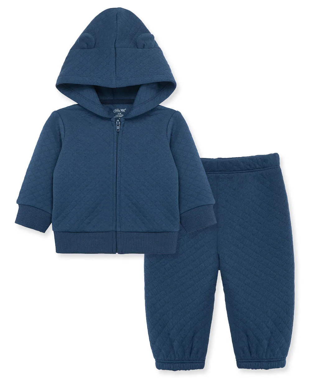 Blue Quilt Hoodie Set