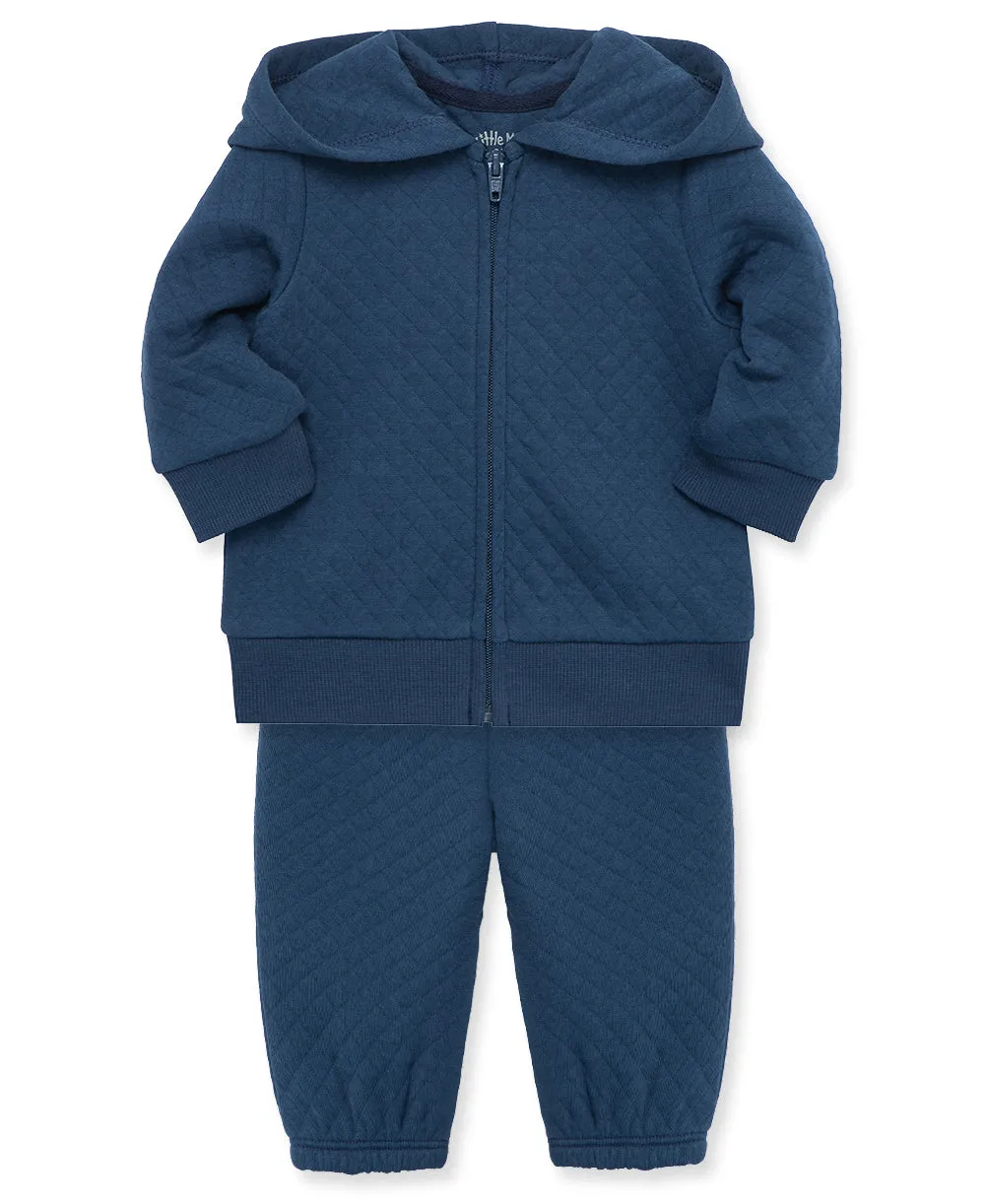 Blue Quilt Hoodie Set