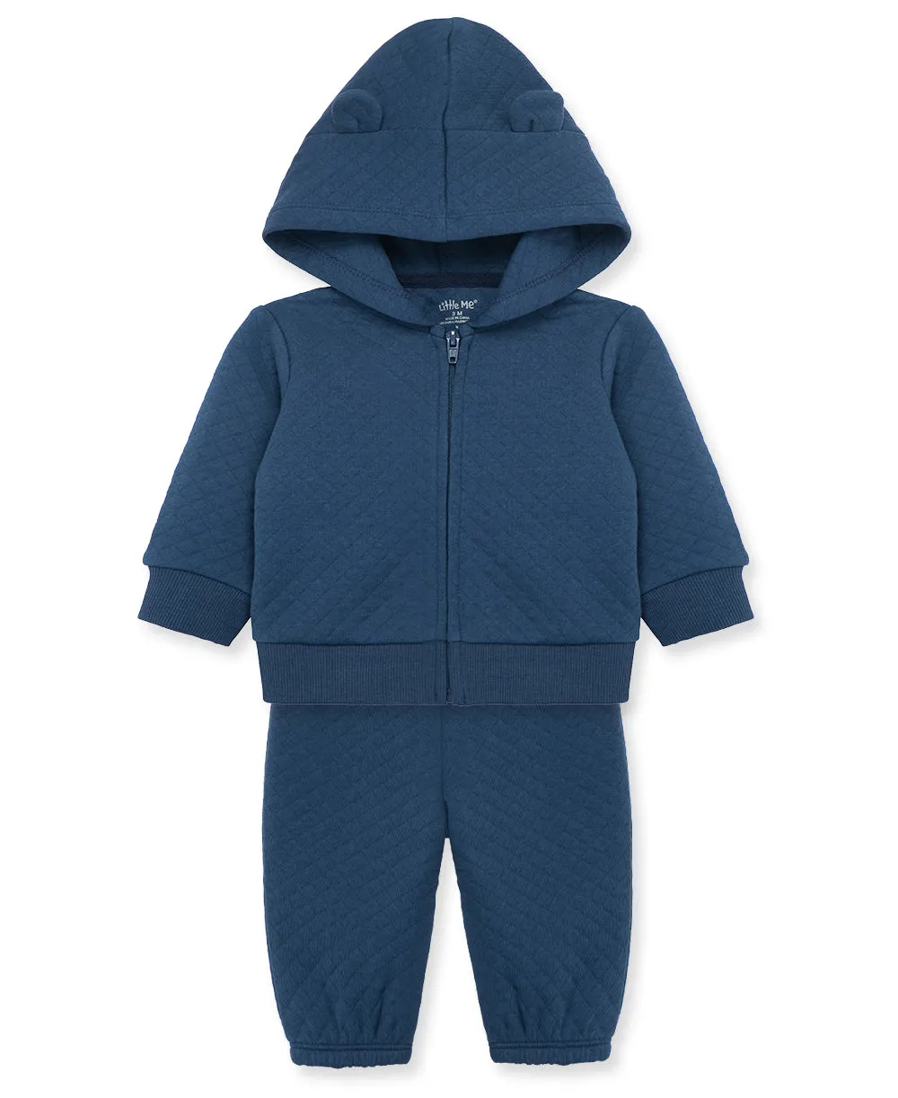 Blue Quilt Hoodie Set