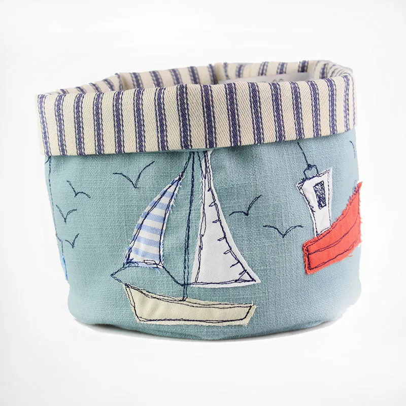 boats embroidered art pot