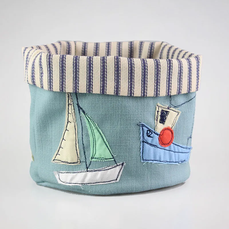 boats embroidered art pot