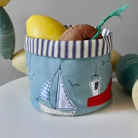 boats embroidered art pot