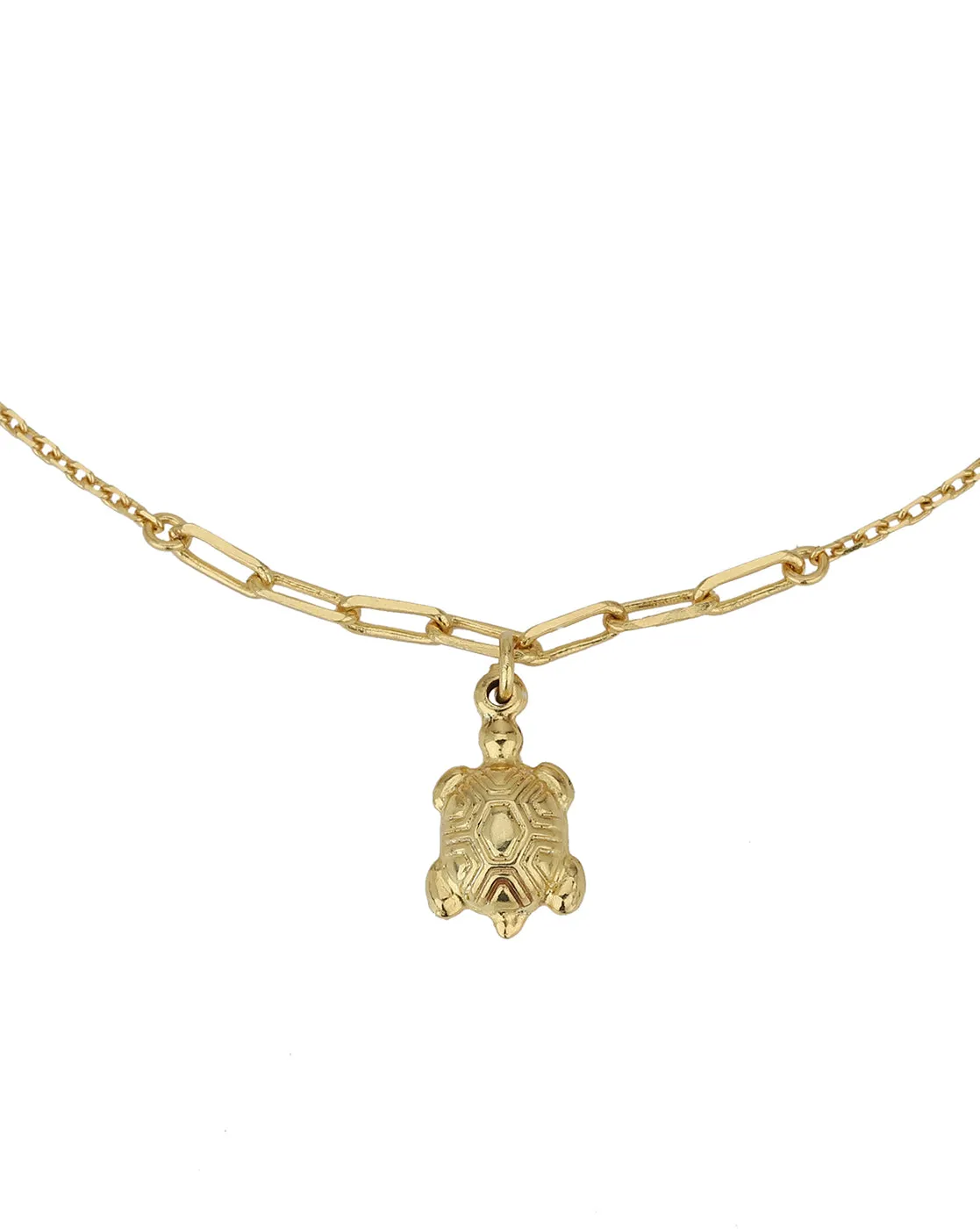 Carlton London 18Kt Gold Plated Anklet With Dangling Tortoise Charm