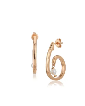 Carlton London 18Kt Rose Gold Plated  Half Hoop Earrings With Pearl