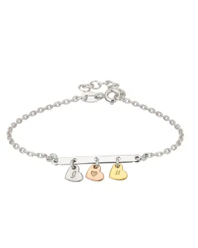 Carlton London 2 Toned Rhodium Plated Shape Charm Bracelet