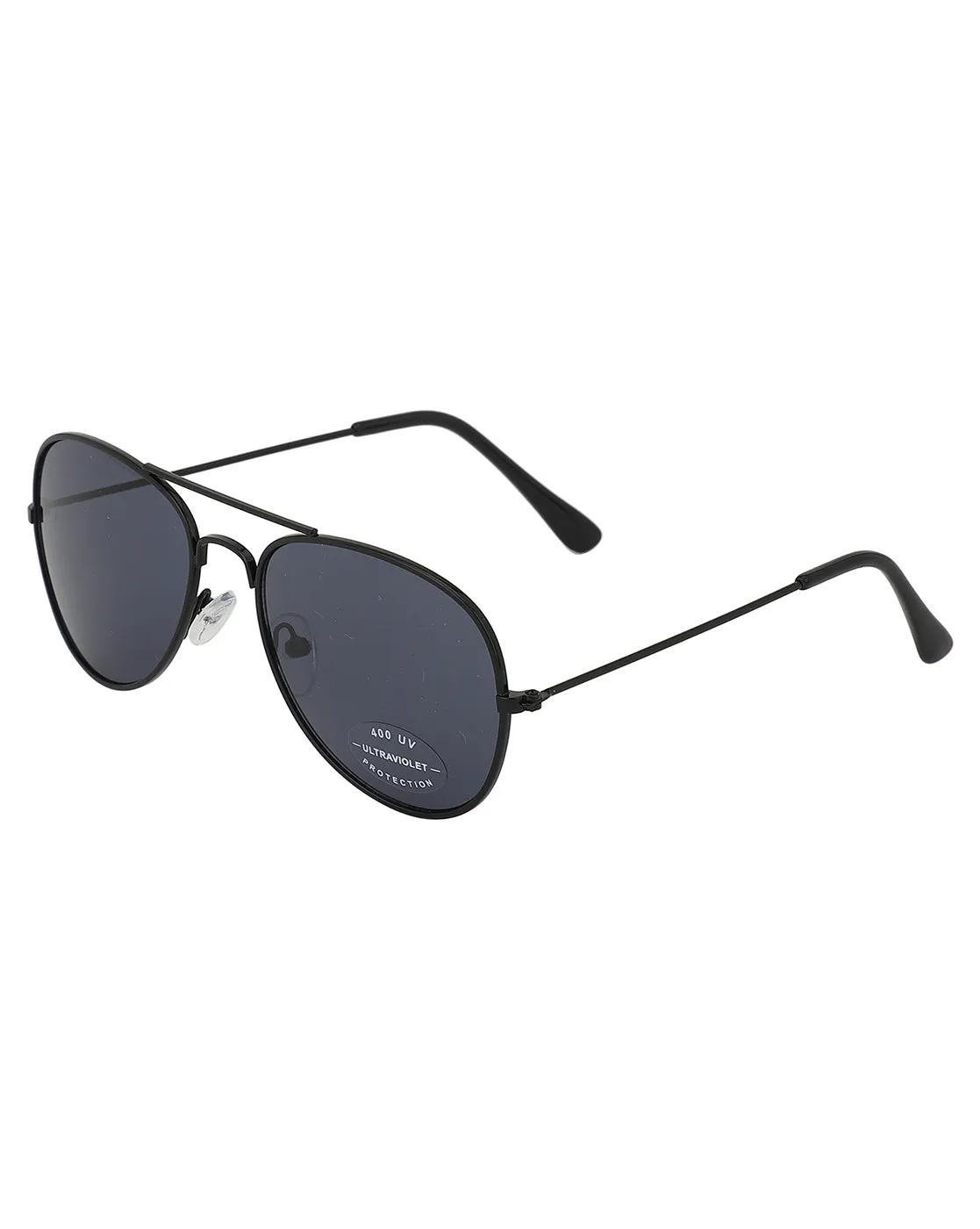 Carlton London Black Lens & Black Aviator Sunglasses With Uv Protected Lens For Boy