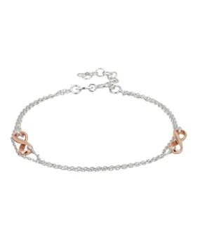 Carlton London Double Toned Rhodium Plated Infinity Link Bracelet