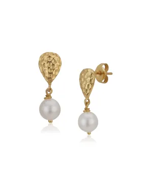 Carlton London Gold Plated Contemporary Drop Earring With Dangling Pearl For Women