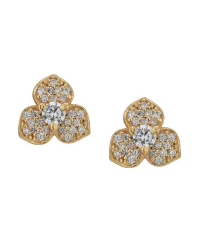 Carlton London Gold Plated Cz Floral Stud Earring For Women