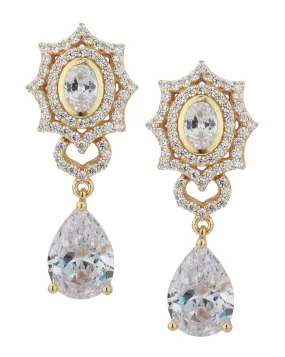 Carlton London Gold Plated Cz Teardrop Drop Earring For Women