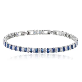 Carlton London Premium Jwlry-Silver & Blue Toned Cz Studded Rhodium-Plated Wraparound Adjustable Bracelet Fjb4176