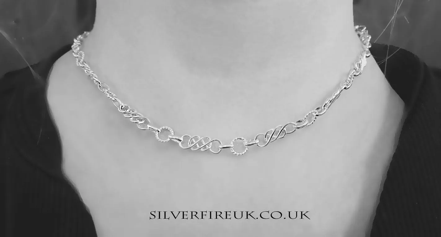 Celtic Link Necklace, Sterling Silver Full Length Celtic Knot Chain