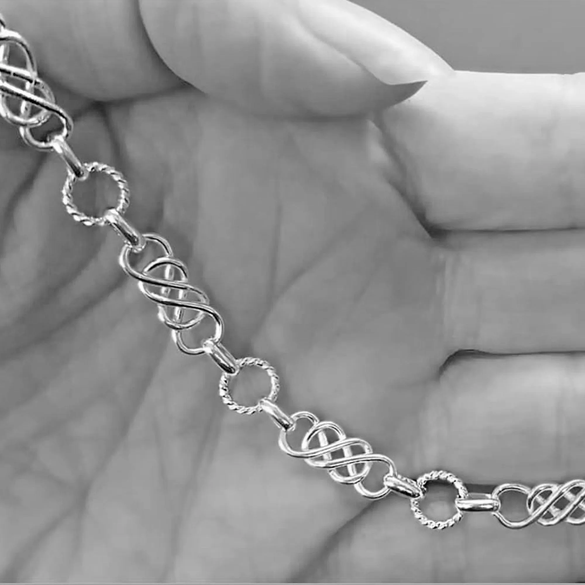 Celtic Link Necklace, Sterling Silver Full Length Celtic Knot Chain