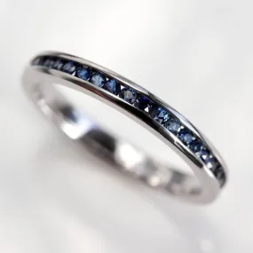 Channel Set Half Eternity Band with Denim Blue Australian Sapphires