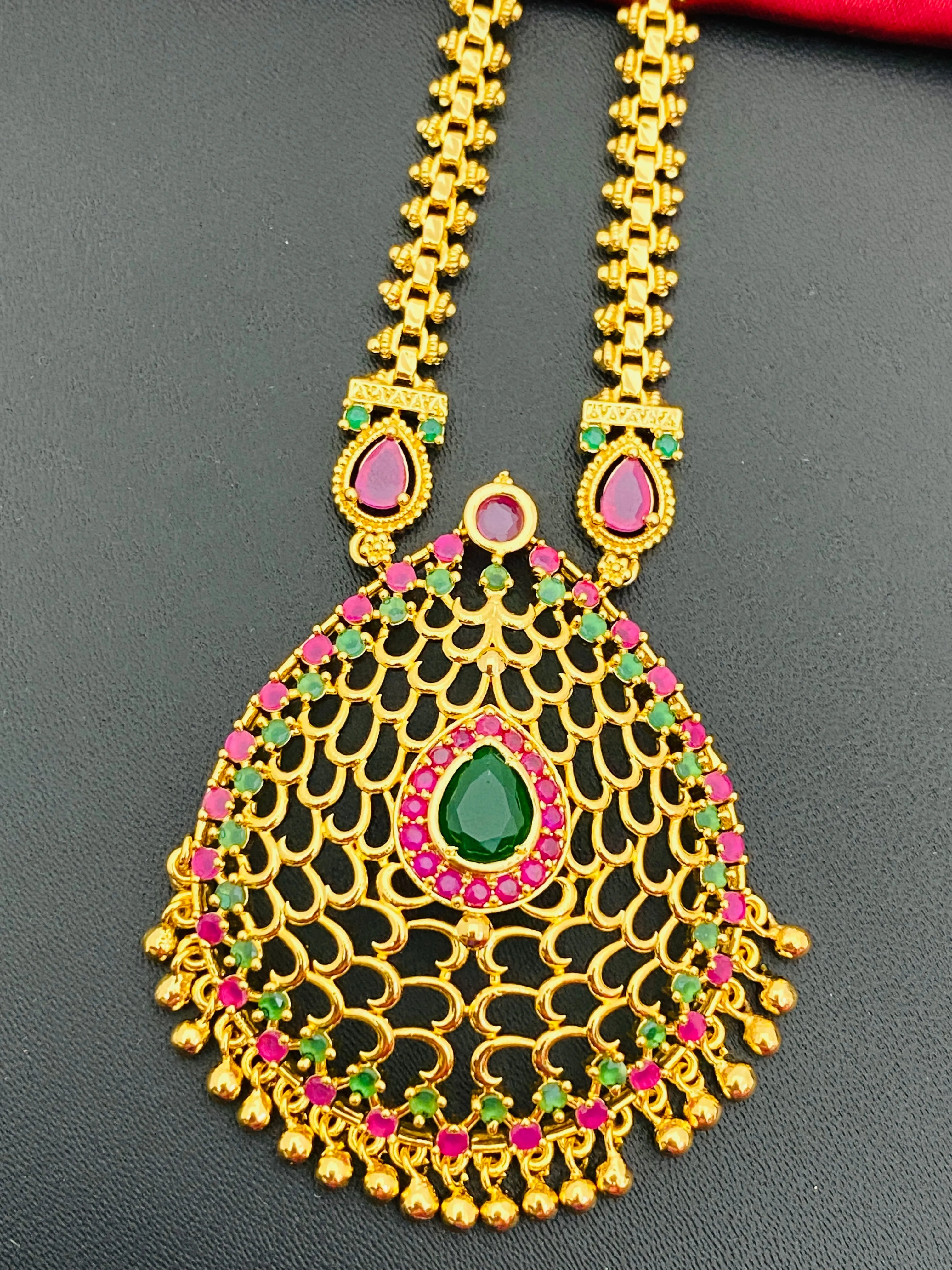 Charming Gold Plated Multi Color Long Chain