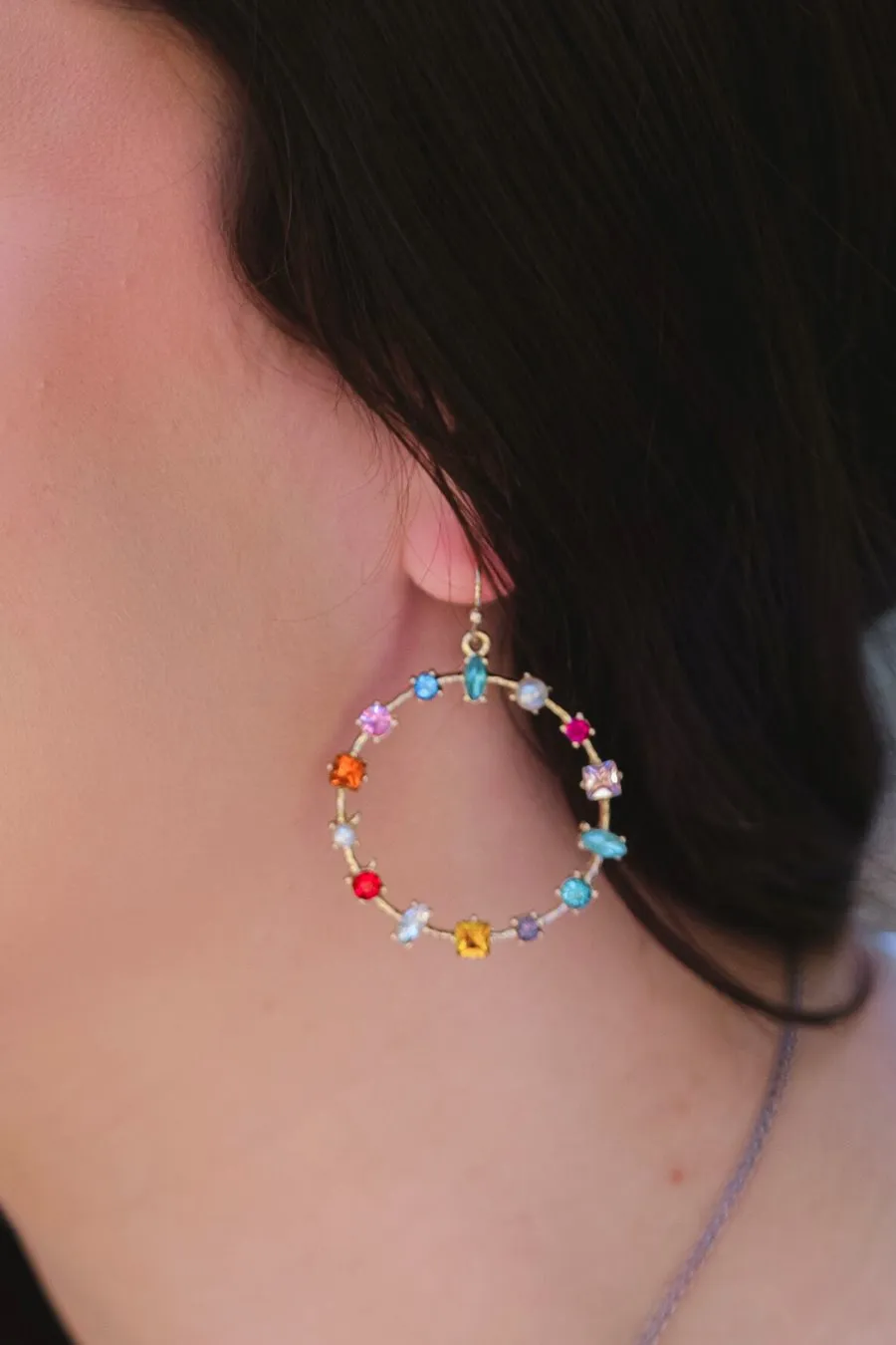 Colorful Rhinestone Drop Earrings