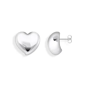 Ear studs in heart-shape silver