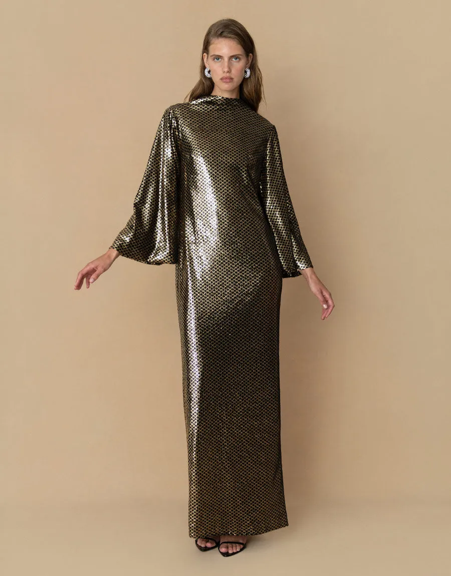 Finley Sequin Maxi Dress - Gold/Black - SALE