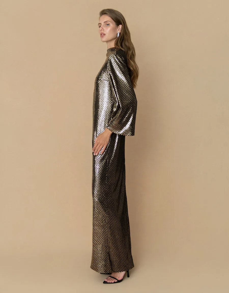 Finley Sequin Maxi Dress - Gold/Black - SALE