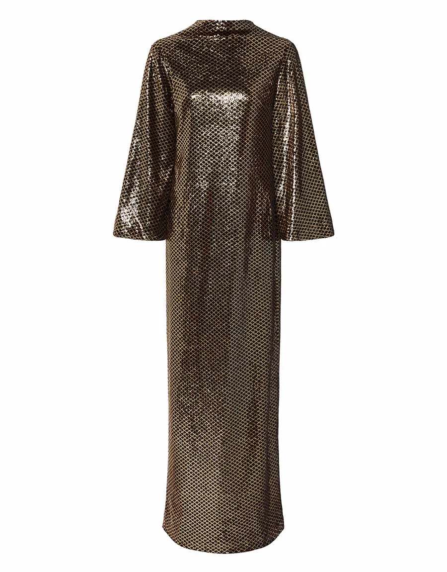 Finley Sequin Maxi Dress - Gold/Black - SALE