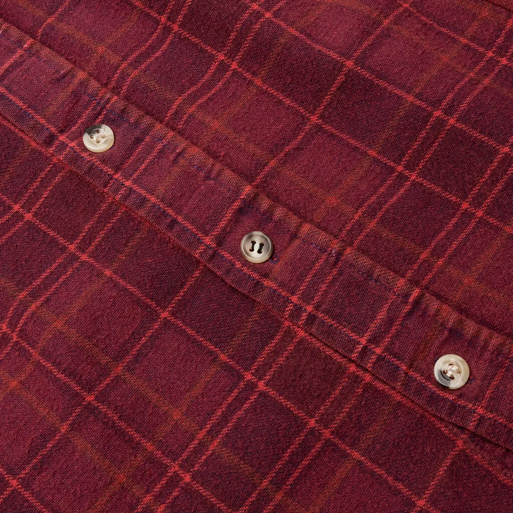 Flannel Shirt 7 Cuts Shirt Over Dye - Red