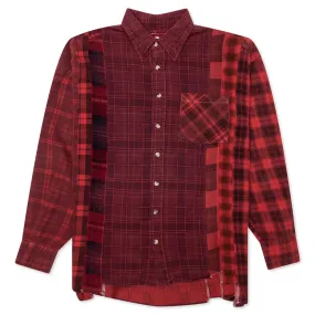 Flannel Shirt 7 Cuts Shirt Over Dye - Red