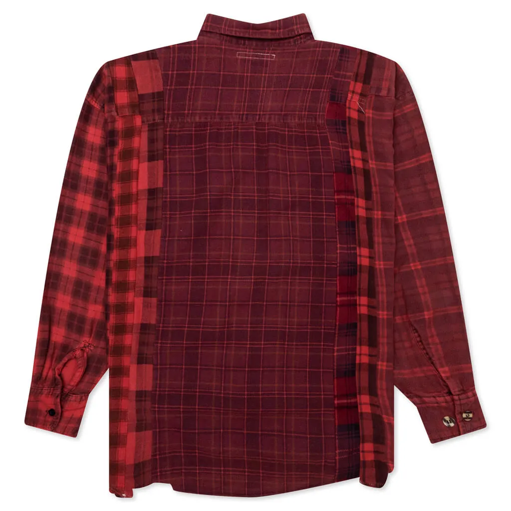 Flannel Shirt 7 Cuts Shirt Over Dye - Red