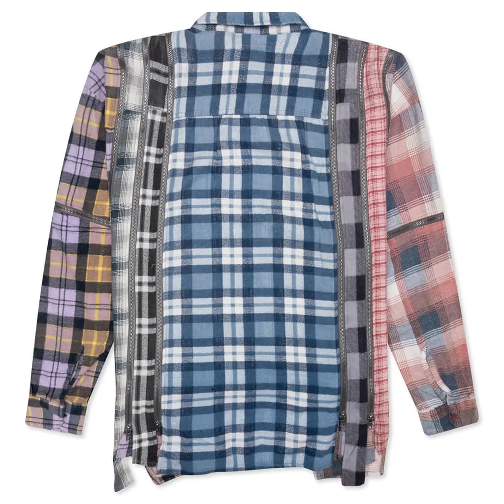 Flannel Shirt 7 Cuts Zipped Wide Reflection Shirt - Assorted